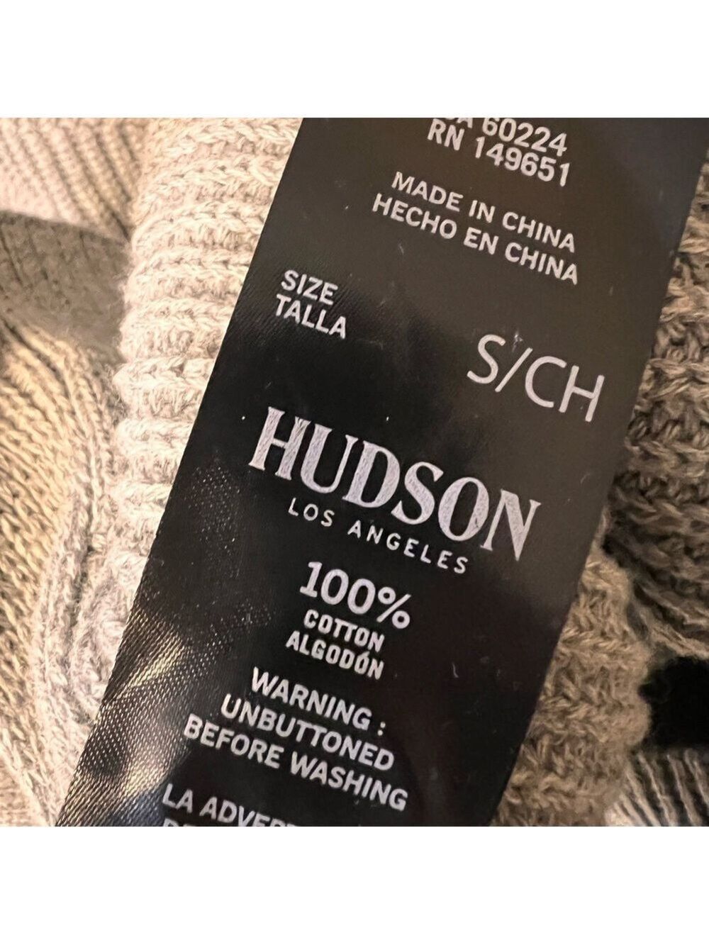 Hudson Los Angeles Oversized Cotton Cardigan – Size S – Grey - NWT $58 - Picture 4 of 5